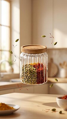COOKER 12 CM BAMBU KAPAK BOROSİLİKAT KAVANOZ (24) - 2