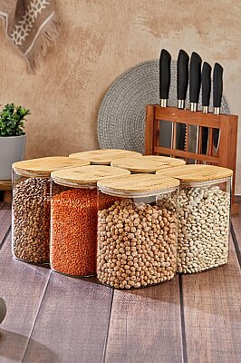 COOKER 17 CM BAMBU KAPAK BOROSİLİKAT KAVANOZ (24) - 1