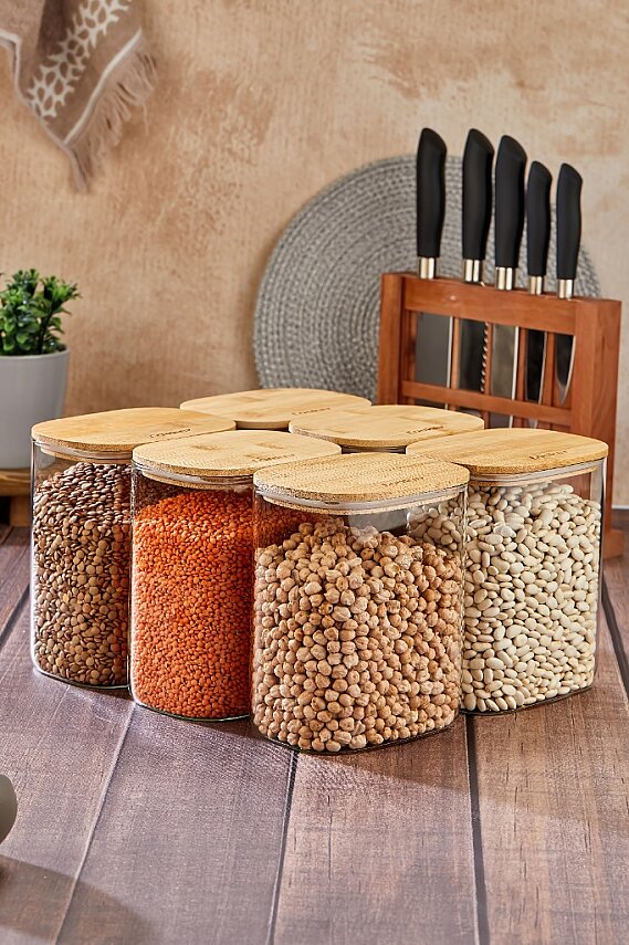 COOKER 17 CM BAMBU KAPAK BOROSİLİKAT KAVANOZ (24) - 1