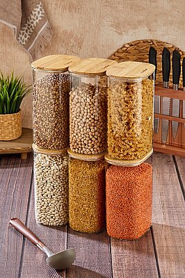 COOKER 22 CM BAMBU KAPAK BOROSİLİKAT KAVANOZ (24) - 1