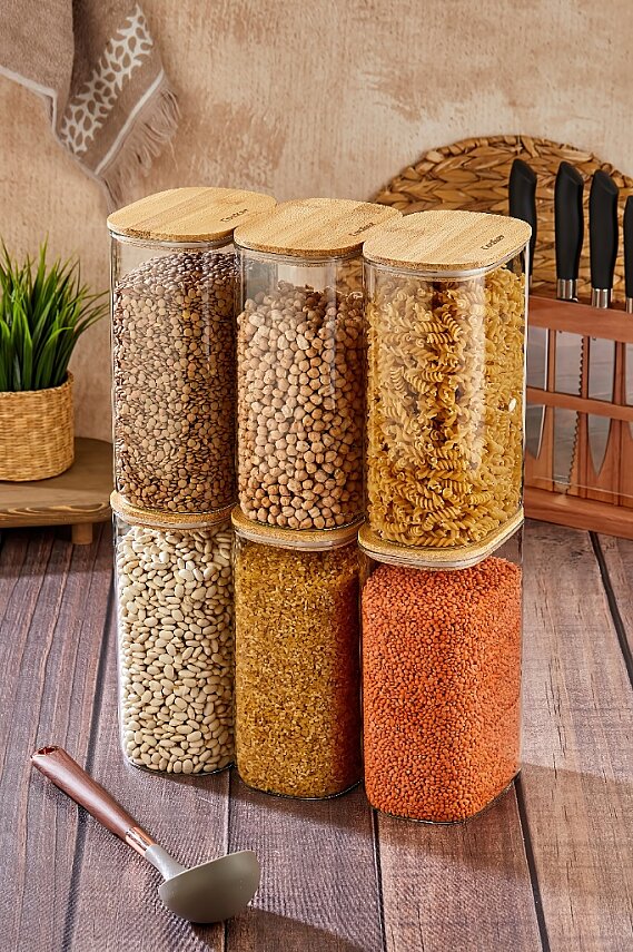 COOKER 22 CM BAMBU KAPAK BOROSİLİKAT KAVANOZ (24) - 1