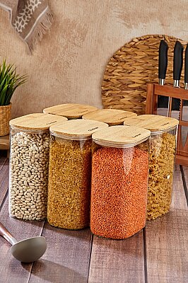 COOKER 22 CM BAMBU KAPAK BOROSİLİKAT KAVANOZ (24) - 2