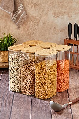 COOKER 27 CM BAMBU KAPAK BOROSİLİKAT KAVANOZ (24)