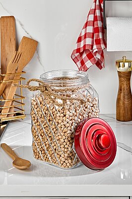 COOKER NOSTALJİ SERİSİ CAM KAVANOZ 25CM KIRMIZI(6) - 2