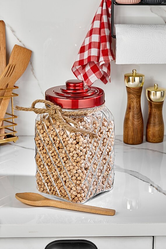 COOKER NOSTALJİ SERİSİ CAM KAVANOZ 25CM KIRMIZI(6) - 1
