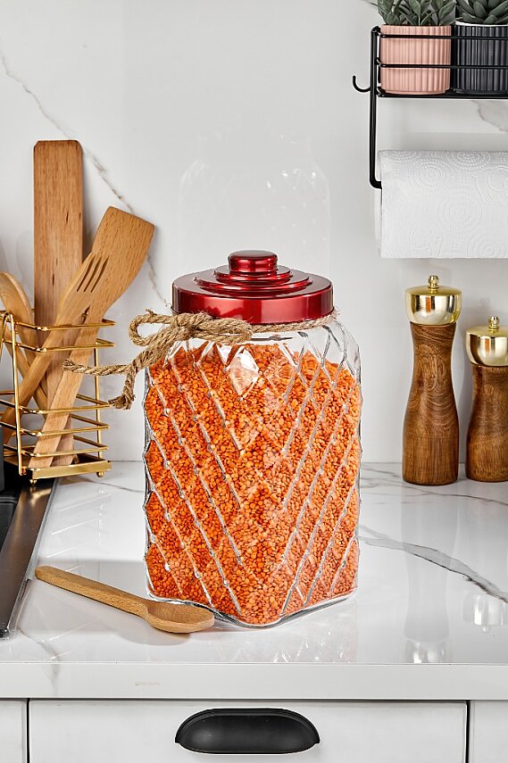 COOKER NOSTALJİ SERİSİ CAM KAVANOZ 30CM KIRMIZI(6) - 1