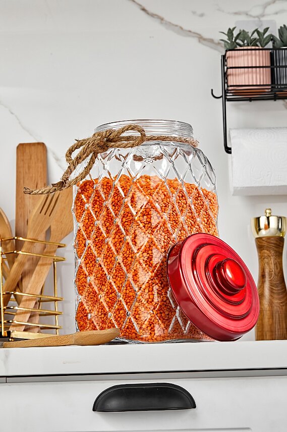 COOKER NOSTALJİ SERİSİ CAM KAVANOZ 30CM KIRMIZI(6) - 2