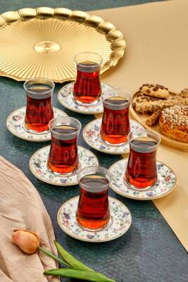 COOKER PORSELEN 6LI ALAÇATI DESEN ÇAY TABAĞI (24)